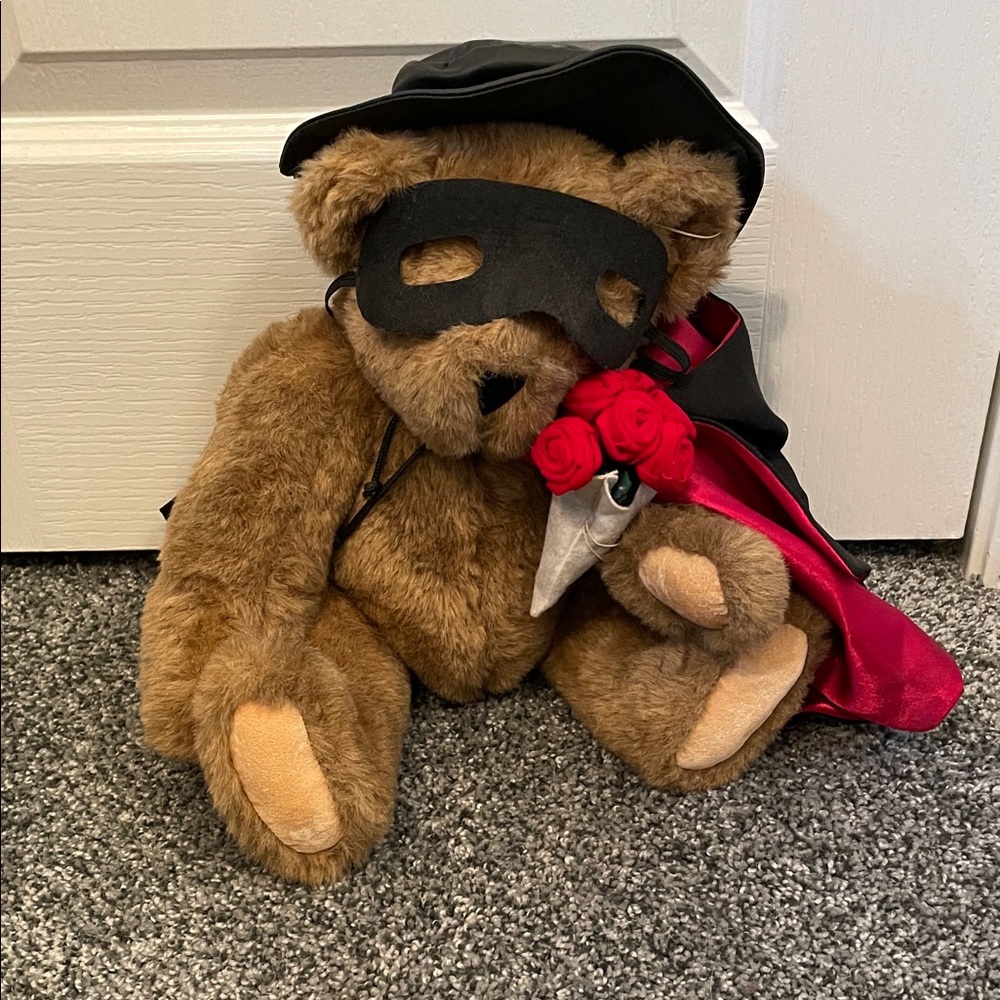 Vintage Vermont Teddy Bear Masked Teddy Bear with Red Cape